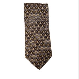 Gilda's Club 100% Silk Geometric Printed Blue and Yellow Tie 56 x 3.75